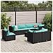 Set Salotto da Giardino con Cuscini 9pz Nero in Polyrattan - Foto miniatura 2