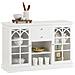 Credenza Con 2 Ante In Vetro E 2 Cassetti, Mobile Da Cucina, Mobile Da Soggiorno, Buffet, Mobile Contenitore, Bianco, 120x39x78cm Fsb79-w Sobuy - Foto miniatura 1
