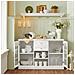 Credenza Con 2 Ante In Vetro E 2 Cassetti, Mobile Da Cucina, Mobile Da Soggiorno, Buffet, Mobile Contenitore, Bianco, 120x39x78cm Fsb79-w Sobuy - Foto miniatura 5