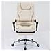 Sedia Presidenziale Da Ufficio Crema Poltrona Scrivania Girevole E Poggiapiedi - Foto miniatura 6