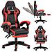 Sedia Gaming Con Poggiapiedi Telescopico, Sedia Girevole Ergonomica, Sedie Da Gamer, Schienale Regolabile 90-155°, Racing Sedia Con Cuscino Lombare & Poggiatesta, Rosso - Foto miniatura 1