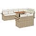 Set da Pranzo da Giardino a 9 Pezzi di con Cuscini Beige Polyrattan Acacia - Foto miniatura 1