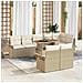 Set da Pranzo da Giardino a 9 Pezzi di con Cuscini Beige Polyrattan Acacia - Foto miniatura 2