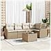 Set divano da giardino  a 6 pezzi con cuscini marroni in polyrattan, Divano da giardino  a 2 posti con cuscini beige in polyrattan - Foto miniatura 2