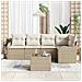 Set divano da giardino  a 6 pezzi con cuscini marroni in polyrattan, Divano da giardino  a 2 posti con cuscini beige in polyrattan - Foto miniatura 3