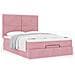 Struttura Letto Pouf con Materassi Rosa 140x190 cm in Velluto - Foto miniatura 4