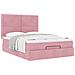 Struttura Letto Pouf con Materassi Rosa 140x190 cm in Velluto - Foto miniatura 5