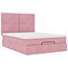Struttura Letto Pouf con Materassi Rosa 140x190 cm in Velluto - Foto miniatura 6