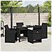 Set da Pranzo per Giardino 5 pcs Nero polyrattan - Foto miniatura 4
