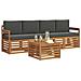 Set divani 5 pcs Naturale e Antracite Legno di Acacia Massello - Foto miniatura 3