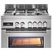 Cucina Gas PRO 66 MXL PZ 4 Fuochi a Gas Forno Elettrico Multifunzione Termoventilato Classe A Dimensioni 60 x 60 cm Colore Rosso Bordeaux Serie Professional - Foto miniatura 3