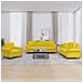 Set Di Divani 3 Pz Con Cuscini Giallo In Velluto - Foto miniatura 1