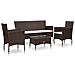 Set Divani Da Giardino 4 Pz Con Cuscini In Polyrattan Marrone - Foto miniatura 2