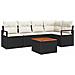 Set Divano Giardino 6 Pezzi con Cuscini Nero Rattan Polietilene Acacia, Divano Giardino 2 Posti con Cuscini Nero Rattan Polietilene - Foto miniatura 1