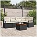 Set Divano Giardino 6 Pezzi con Cuscini Nero Rattan Polietilene Acacia, Divano Giardino 2 Posti con Cuscini Nero Rattan Polietilene - Foto miniatura 2