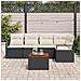 Set Divano Giardino 6 Pezzi con Cuscini Nero Rattan Polietilene Acacia, Divano Giardino 2 Posti con Cuscini Nero Rattan Polietilene - Foto miniatura 3
