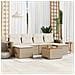 Set Divani da Giardino 7 pz con Cuscini Beige in Polyrattan - Foto miniatura 2