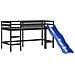 Letto Soppalco con Scivolo Bambini Nero 80x200cm Massello Pino - Foto miniatura 4