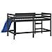 Letto Soppalco con Scivolo Bambini Nero 80x200cm Massello Pino - Foto miniatura 7