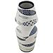 Vaso Fish Double In Ceramica Bianca Con Decoro A Pesci Blu 14x34 Cm - Foto miniatura 5