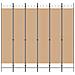 Divisore per Stanza a 6 Pannelli Beige 240 x 220 cm Tessuto - Foto miniatura 4