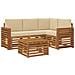 Set di divani da esterno con cuscino 5 pcs Naturale e Beige - Foto miniatura 1