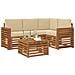 Set di divani da esterno con cuscino 5 pcs Naturale e Beige - Foto miniatura 3