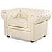 Poltrona Vintage In Pelle Beige Chesterfield - Foto miniatura 2