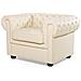 Poltrona Vintage In Pelle Beige Chesterfield - Foto miniatura 13