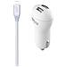 Caricabatterie 12-24v 2xusb 2.4a Cavo Microusb Bianco Rotondo 1m - Foto miniatura 1