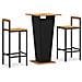 Set Bar Giardino 3 pz Nero Polyrattan e Legno Massello Acacia - Foto miniatura 1