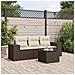 Set Divano Da Giardino 4 Pz Con Cuscini Marrone In Polyrattan - Foto miniatura 1
