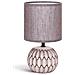 Lampada Da Tavolo E14 In Ceramica Grigio | Paralume Tessuto | H26cm - Foto miniatura 1