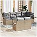 Set divano da giardino  a 7 pezzi con cuscini beige in rattan sintetico, Divano da giardino a 2 posti  con cuscini beige in rattan sintetico - Foto miniatura 2