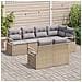 Set divano da giardino  a 7 pezzi con cuscini beige in rattan sintetico, Divano da giardino a 2 posti  con cuscini beige in rattan sintetico - Foto miniatura 3