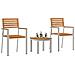 Set Pranzo Giardino  3 Pz Legno Teak Massello, Sedie Giardino Impilabili  2 pz Legno Teak Massello e Acciaio - Foto miniatura 3