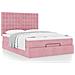 Struttura Letto Pouf con Materassi Rosa 140x190 cm in Velluto - Foto miniatura 4