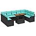 Set Divano da Giardino con cuscino 10 pcs Nero e blu - Foto miniatura 1