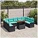 Set Divano da Giardino con cuscino 10 pcs Nero e blu - Foto miniatura 3