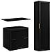 Set di mobili da bagno in stile moderno, beige opacoMobilesottolavabo da 60 cmMobilealto da 136 cm, Frontali scanalati - Foto miniatura 1
