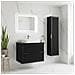 Set di mobili da bagno in stile moderno, beige opacoMobilesottolavabo da 60 cmMobilealto da 136 cm, Frontali scanalati - Foto miniatura 5