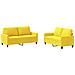 Set Di Divani 2 Pz Con Cuscini Giallo Chiaro In Tessuto - Foto miniatura 2