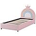 Letto Contenitore Per Bambini Corona Velluto Grisetot 90 X 200 Cm Con Contenitore Rosa - Foto miniatura 3