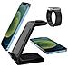 Stazione Di Ricarica 3 In 1 Da 15w. Base Di Ricarica Wireless Qi Per 2 Smartphone, Auricolari E Apple Watch. - Foto miniatura 3