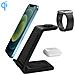 Stazione Di Ricarica 3 In 1 Da 15w. Base Di Ricarica Wireless Qi Per 2 Smartphone, Auricolari E Apple Watch. - Foto miniatura 1