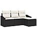 Set di divani da giardino a 4 pezzi con cuscini neri in polyrattan - Foto miniatura 1