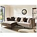 Divano Angolare 3 Posti Sater Ciniglia Marrone Chiaro Lato Destro - Foto miniatura 1