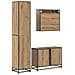 Set di mobili per il bagno con porta 3 pcs Rovere artigianale - Foto miniatura 9