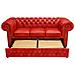 Divano Chesterfield Letto Chesterfield First Class - 3 Posti - Rosso - Pelle - Foto miniatura 6