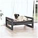 Cuccia Per Cani Grigia 65,5x50,5x28cm In Legno Massello Di Pino - Foto miniatura 3